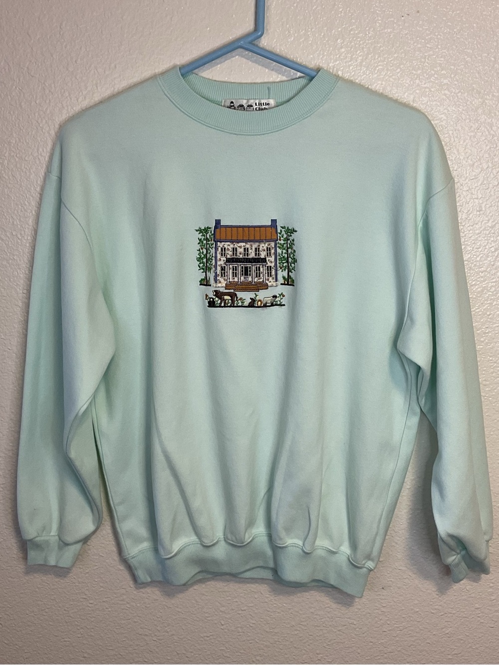Vintage Little Club Mint Embroidered Victorian Cottagecore Crewneck Sweatshirt
